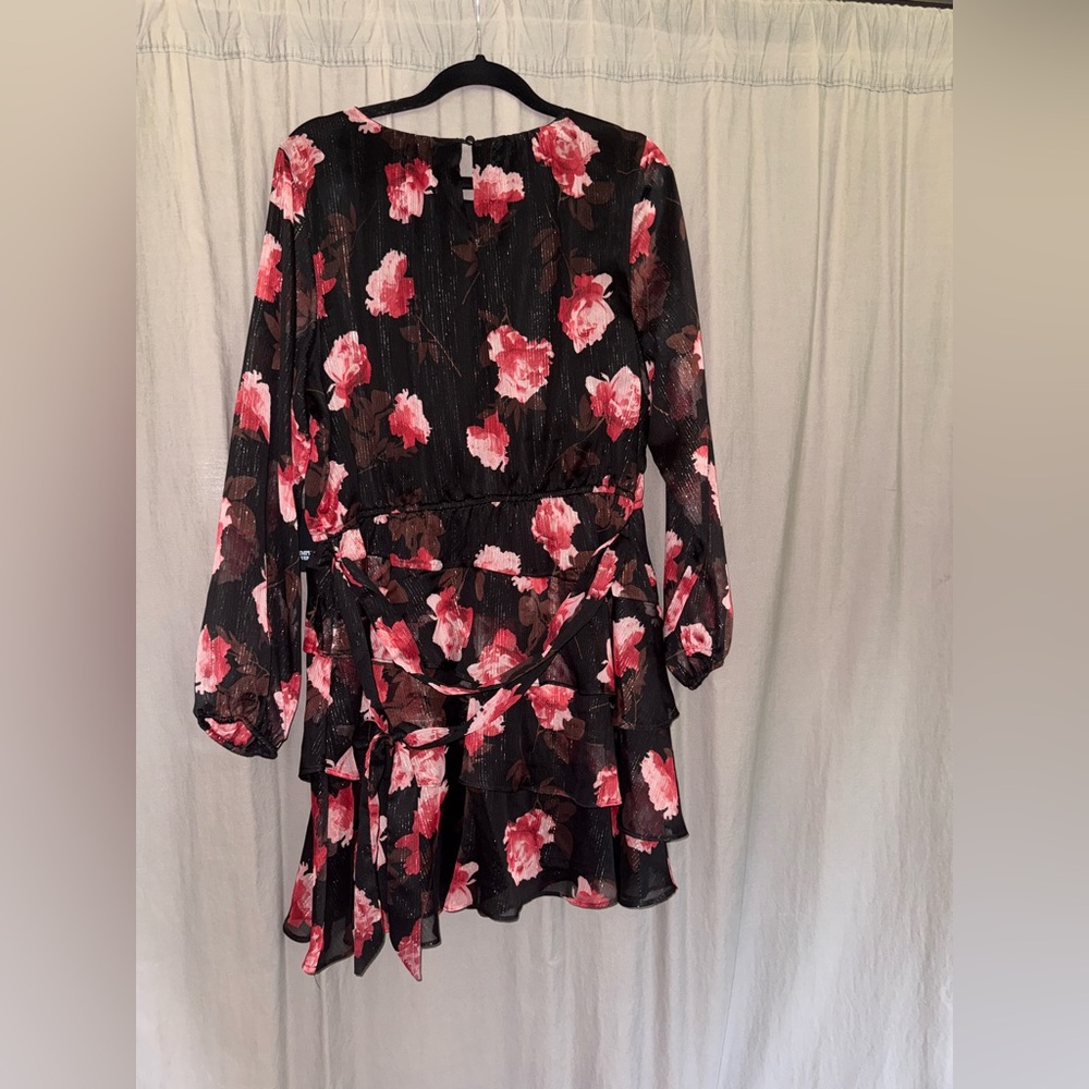 Simply Vera Wang Floral Black and Pink Women's Dress - Picture 2 of 2